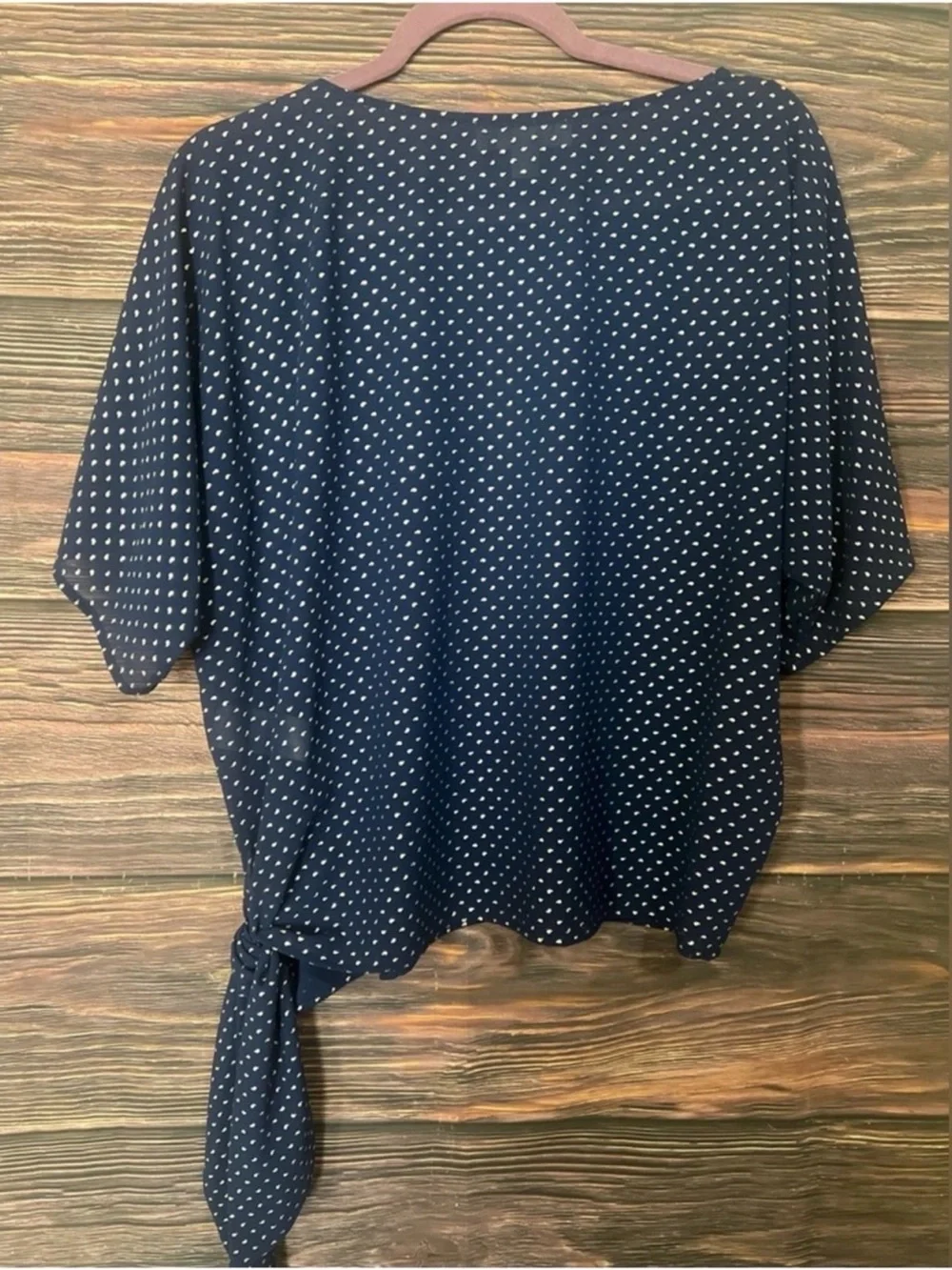 Michael Kors Navy Polka Dot Side-Tie Top
